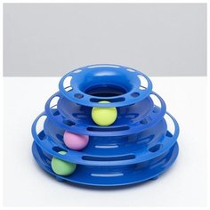 Игровой комплекс для кошек Пижон "Пирамида", с 3 шариками,15*24*13,2 см, синий