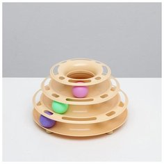 Игровой комплекс для кошек Пижон "Пирамида", с 3 шариками,15*24*13,2 см, бежевый