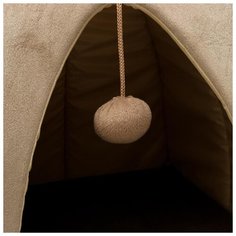 Домик-вигвам ЗООНИК с ушками и шариком, 40*40*37 см, мебельная ткань, коричневый