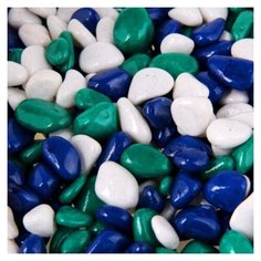 Грунт для аквариума "Галька цветная, белый-темн. синий-изумрудный" 800г фр 8-12 мм Decor