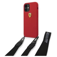 Ferrari для iPhone 12 mini (5.4) чехол On-track Liquid silicone Strap & metal logo Hard Red