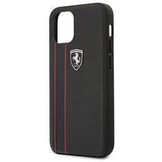 Ferrari для iPhone 12 mini (5.4) чехол Off-Track Genuine leather Stitched stipe Hard Black