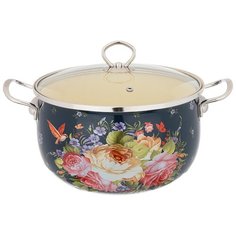 Кастрюля эмалированная Agness со стеклянной крышкой,6,8л, d = 24 см h = 15,5 см (915-084)