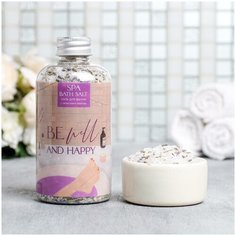 Расслабляющая соль для ванны Be well and happy, с лепестками лаванды, 370 г Beauty Fox