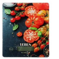 Весы кухонные электронные, стекло с дизайном, прямоуг. макс.нагр. 5кг (точн.измер. 1гр) (черный) Leben