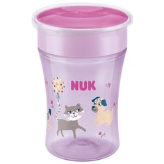 Поильник NUK Evolution Magic, 230 мл пурпурный/собачки и кошка