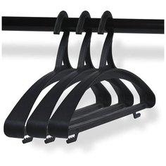 Вешалка - плечики Nesh для верхней одежды. Комплект вешалок 20 шт. Пластик. Черный