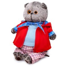 Мягкая игрушка Basic&Co Басик в красной куртке и брюках в клетку 19 см Basik&Co