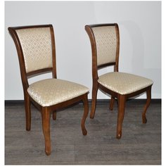 EVITA Стул Венеция М18 орех деревянный с мягкой сидушкой и спинкой ткань жаккард 84-1/в комплекте 2 шт./Кухонный стул/Стул для кухни/Стул для столовой/Стул для гостиной/Стул из массива