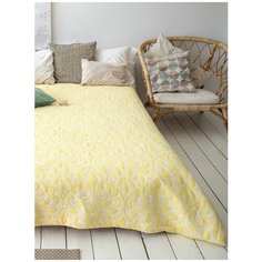Одеяло-покрывало MPF Узоры из листьев, 220 х 230 см, желтый/белый
