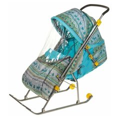 Nika Kids Санки коляска «Умка 3. Вязаный узор», цвет бирюзовый