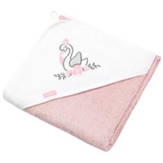 BabyOno Полотенце с капюшоном Лебедь 85х85 см розовое