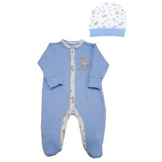7413309/68 Комплект (комбинезон, шапочка) голубой р.68 Наша Мама