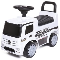 Пушкар машина-каталка детская Mercedes-Benz Antos Babycare, кожаное сиденье, звуковые эффекты, белый