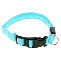 Ошейник Пижон с подсветкой и 2 светоотражающими полосами (1039601,1039602,1039603,1039604), обхват шеи 40-45 см голубой
