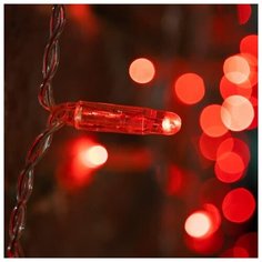 Гирлянда NEON-NIGHT "Светодиодный Дождь" 2 х 1,5 м, постоянное свечение, прозрачный провод, 230 В, диоды Красные, 192 LED