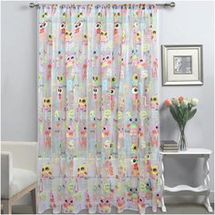 Тюль Amore Mio 767 Совята на ленте 270 см, 1 шт. белый