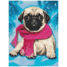 Кристальная мозаика (алмазная вышивка) "фрея" ALVK-77 "Мопс" 30 х 40 см