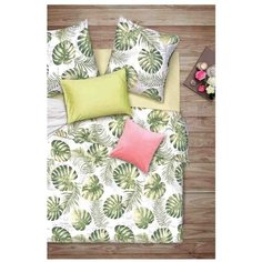 Постельное белье семейное Sova & Javoronok Пальмира, бязь, 2 наволочки 50 х 70 см, белый/зеленый