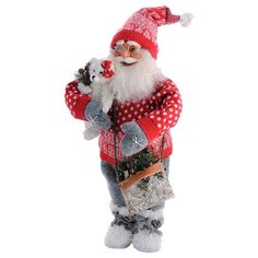 Фигурка Maxitoys Дед Мороз большой с мишкой 60 см красный