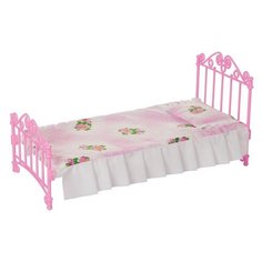 Кроватка розовая с постельным бельем (в пакете п/п) 31*16*16см Огонёк