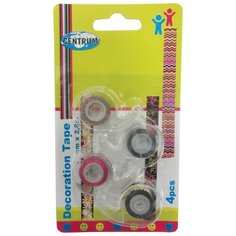 Скотч декоративный 12мм*2,8 метра, 4 ролика в упаковке, ассорти дизайн Centrum