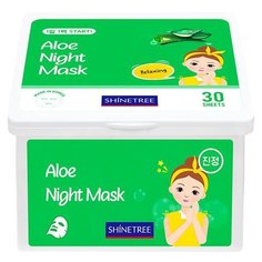 Shinetree Маска тканевая ночная с алоэ успокаивающая, 30 шт.