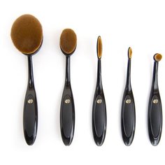Набор кистей Rio Essential Microfibre Professional Oval Cosmetic Brush Collection, 5 шт. черный