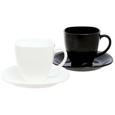 Набор чайный на 6 персон, 3 черные и 3 белые чашки 220 мл, 3 черных и 3 белых блюдца, "Carine Mix", LUMINARC, D2371