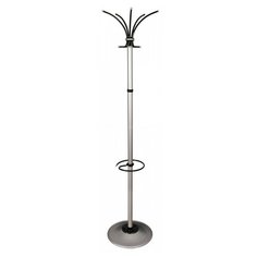 Вешалка напольная бюрократ Класс (Ц) ТМЗ 606/ALUMINIUM серебристый основание круг наконечники черный