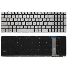 Клавиатура для ноутбука ASUS N551JM серебро с подсветкой