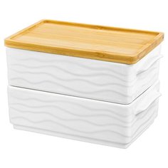 Elan gallery Набор блюд для холодца Айсберг волны, 20.5 х 12.5 х 11.5 см 2шт. белый