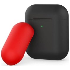 Силиконовый чехол Deppa для наушников Apple AirPods (чёрно-красный)