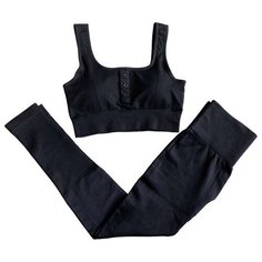 Спортивный костюм/Костюм для фитнеса/Костюм для йоги/Тайтсы+Топ с пуговицами Noname