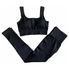 Спортивный костюм/Костюм для фитнеса/Костюм для йоги/Тайтсы+Топ с пуговицами Noname