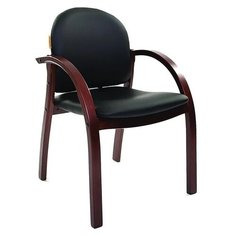 Стул Chairman 659, дерево/искусственная кожа, цвет: черный матовый/темный орех