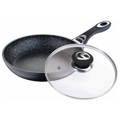 Сковорода Mercury MC-6284, 22 см, с крышкой, черный