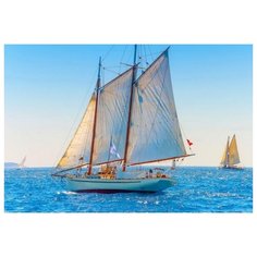 Набор для творчества Рыжий кот Палитра Холст с красками по номерам Парусники в штиль, в коробке 30х40 см