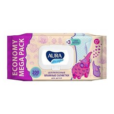 Влажные салфетки Aura Ultra Comfort, пластиковая крышка, 200 шт.