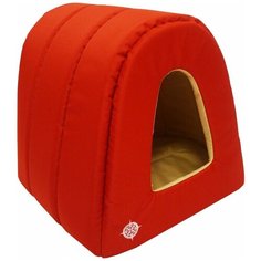 Домик для собак и кошек ZOOexpress Туннель Морская №1 40х34х34 см красный/бежевый