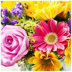 Набор для творчества Рыжий кот Холст с красками по номерам Красивый букет 20x20см ХК-4074