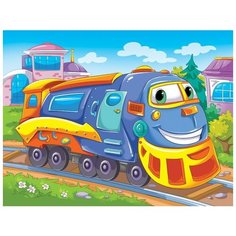 Набор для творчества Рыжий кот Холст с красками по номерам Паровоз 17x22см ХК-3986