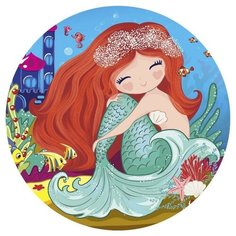 Алмазная мозаика "Яркая русалочка круглая" круглая, 18 см. Рыжий кот RDC18011