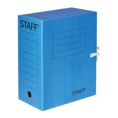 Папка архивная с завязками Staff (А4, корешок 150мм, до 1400л., 2 завязки, картон) синяя (128876)