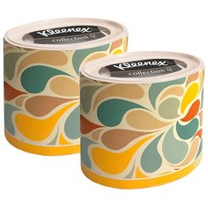 Набор Бумажные салфетки для лица Kleenex, круглая коробка, цветные лепестки, 64 шт х 2 уп
