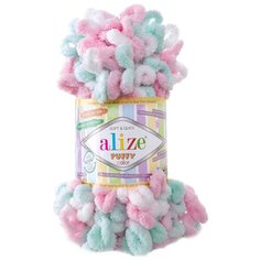 Пряжа для вязания Ализе Puffy color (100% микрополиэстер) 5х100г/9м цв.6052 Alize
