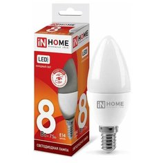 Лампа светодиодная LED-СВЕЧА-VC 8Вт 230В E14 6500К 720лм IN HOME 4690612024806 (упаковка 10 шт)