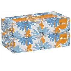 Бумажные салфетки Kleenex для лица, в коробке, 2-сл, 21х21 см, 100 шт/2 уп, Kimberly-Clark