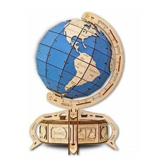 Конструктор деревянный 3D EWA Глобус голубой Eco Wood Art