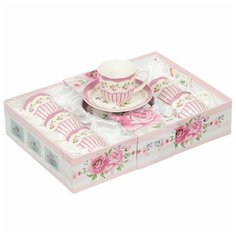 Кофейный сервиз Loraine 25959, 6 персон, 12 предм., белый/розовый